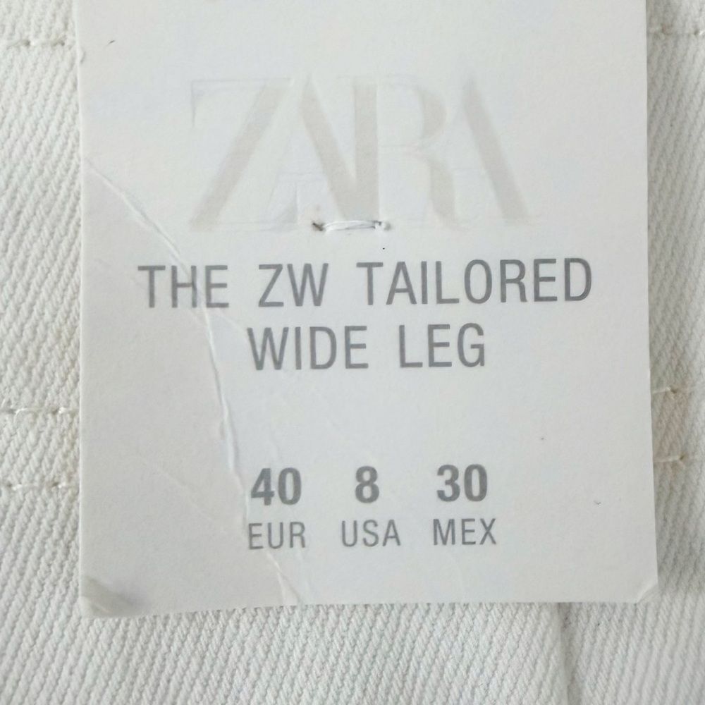 NWT Zara Wide Leg Tailored White Denim Jeans Size EU 40 US 8 - Picture 13 of 13